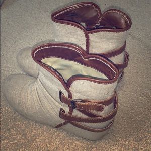 Tan Aldo wedge booties